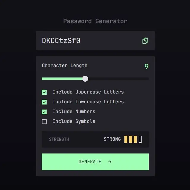 screenshot image of Password Generator